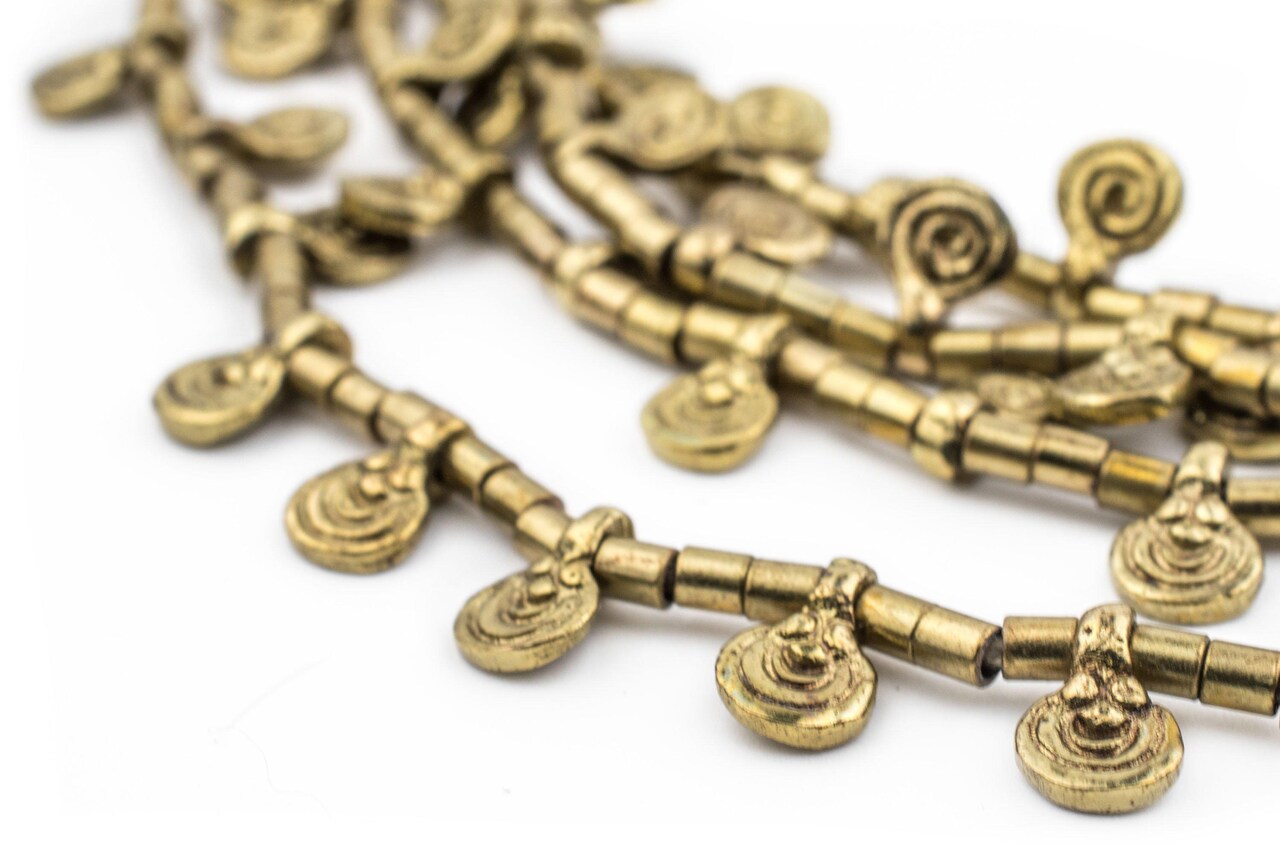 TheBeadChest Gold Mini Baule Charm Beads Double Strand Necklace 7mm Unusual Brass Large Hole 25-30 Inch Strand